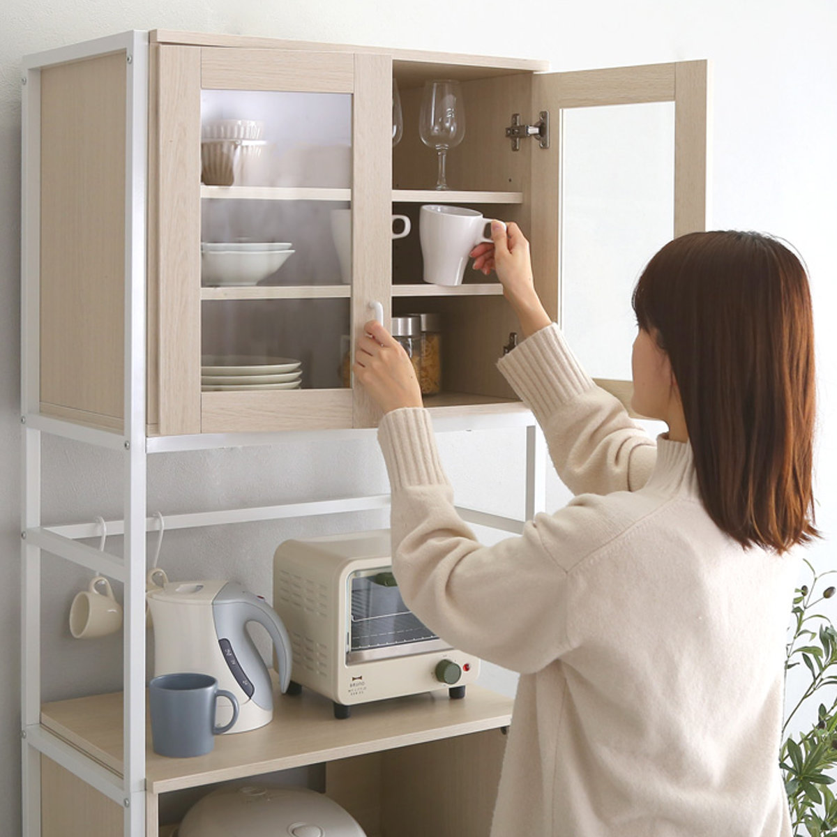 ホームテイスト（HOME taste） 食器棚 幅64cm レンジラック