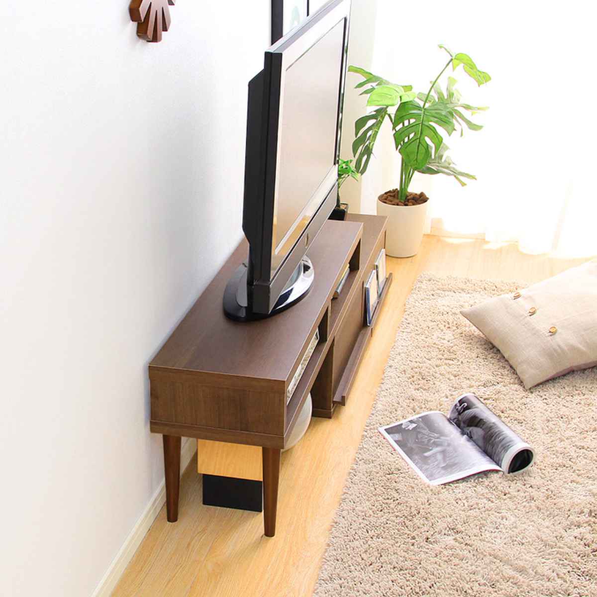 ●送料無料●北欧テイストTV台 ブラウン ホームテイスト（HOME taste） テレビ台 幅105-196cm 伸縮式 北欧風