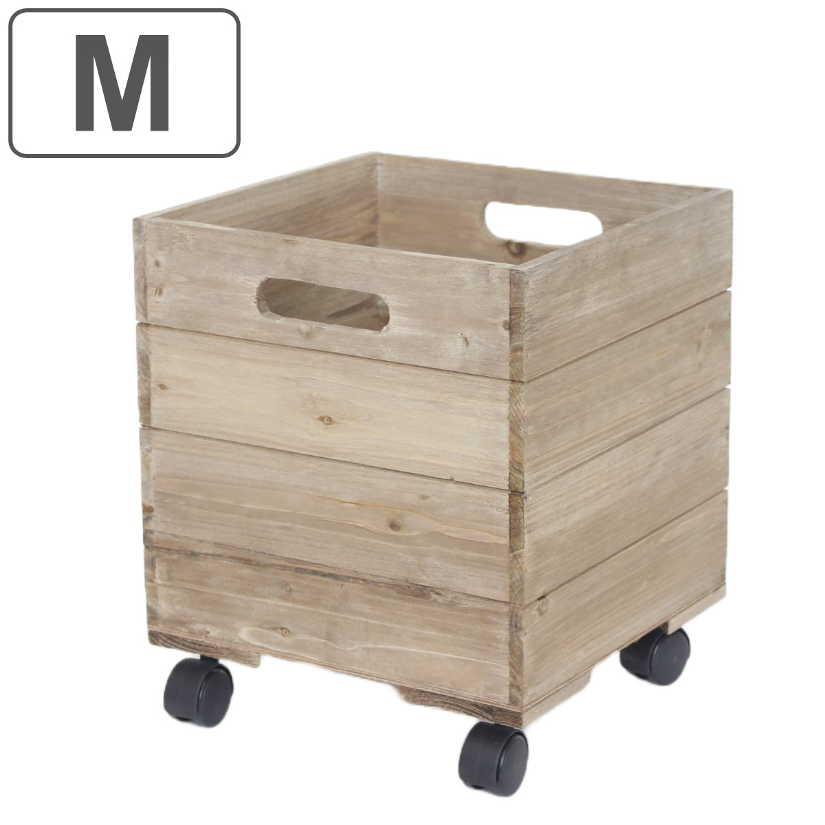 キャスターボックス Ｌ 木製 収納ボックス （ 幅32×奥行32×高さ32.5 