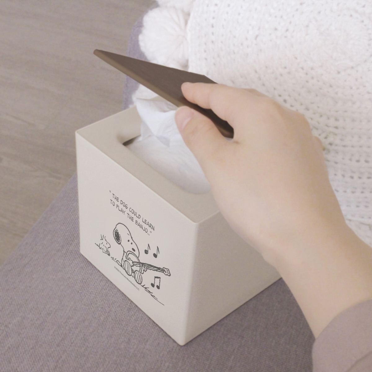 箱型ティッシュケース スヌーピー フタ付 日本製 （ ティッシュケース ふた付き ティッシュボックス ティッシュカバー フラップ式 詰め替えケース SNOOPY ） | 錦化成 | 16