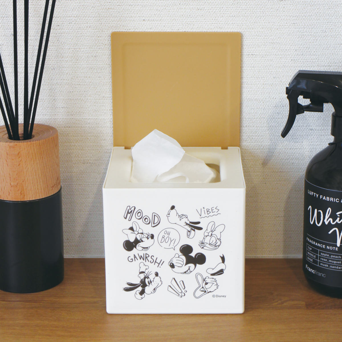 錦化成 箱型ティッシュケース ミッキーマウス フタ付 日本製