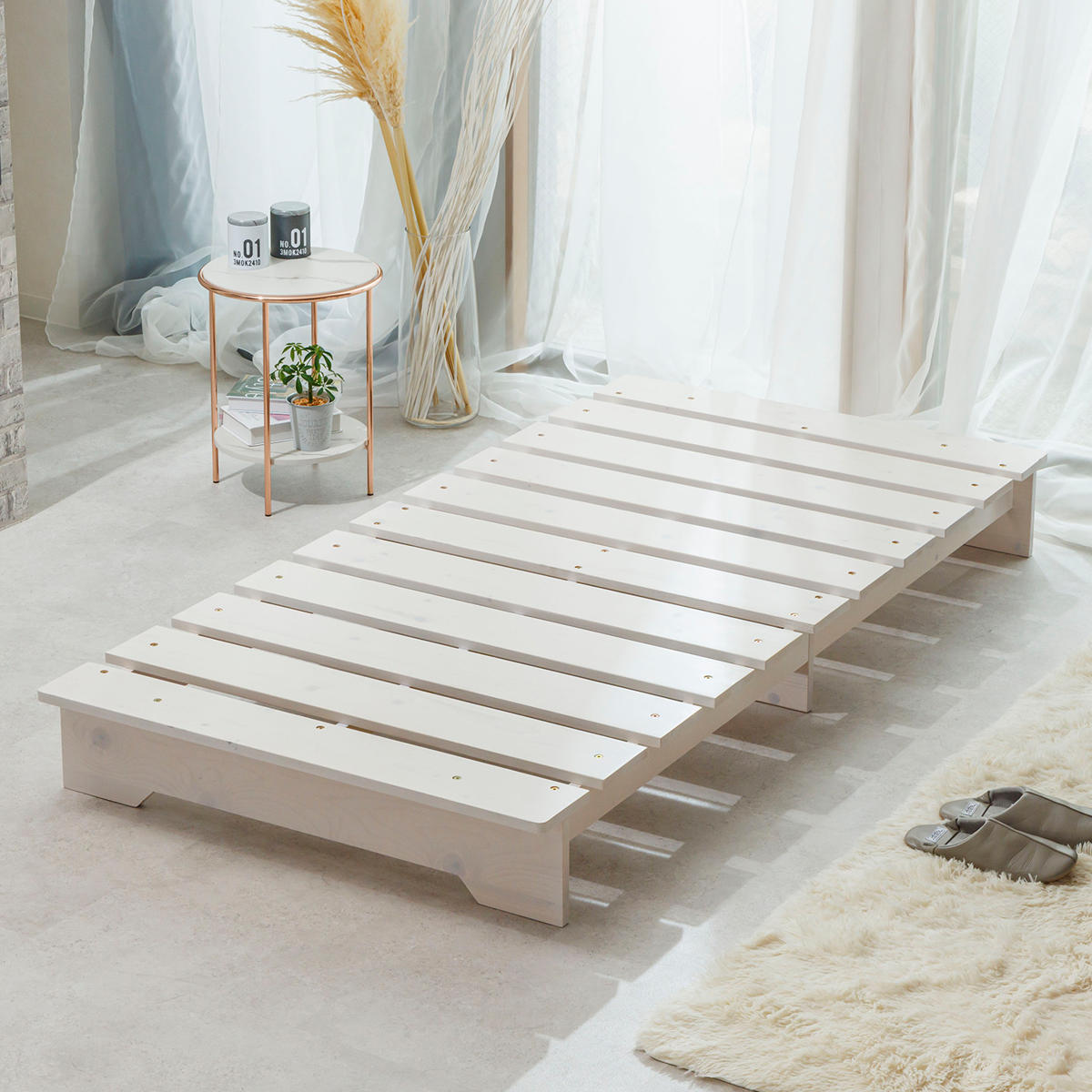 サン・ハーベスト ベッド シングル ステージタイプ 天然木 並べて