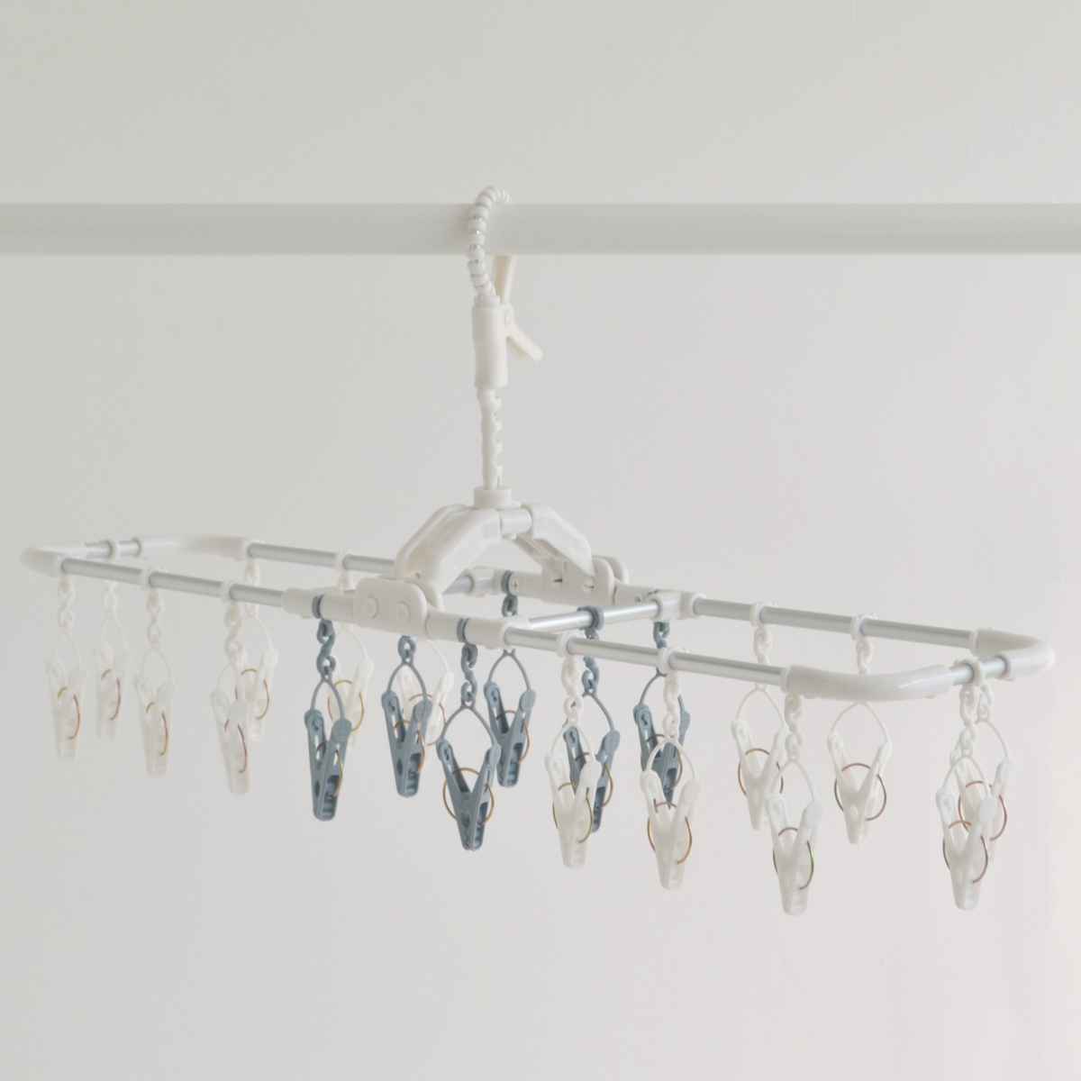 洗濯ハンガー 引っ張るだけ 干し分け 小物干し 20ピンチ （ 洗濯 ハンガー ピンチハンガー ピンチ 折りたたみ ） | 藤栄 | 05