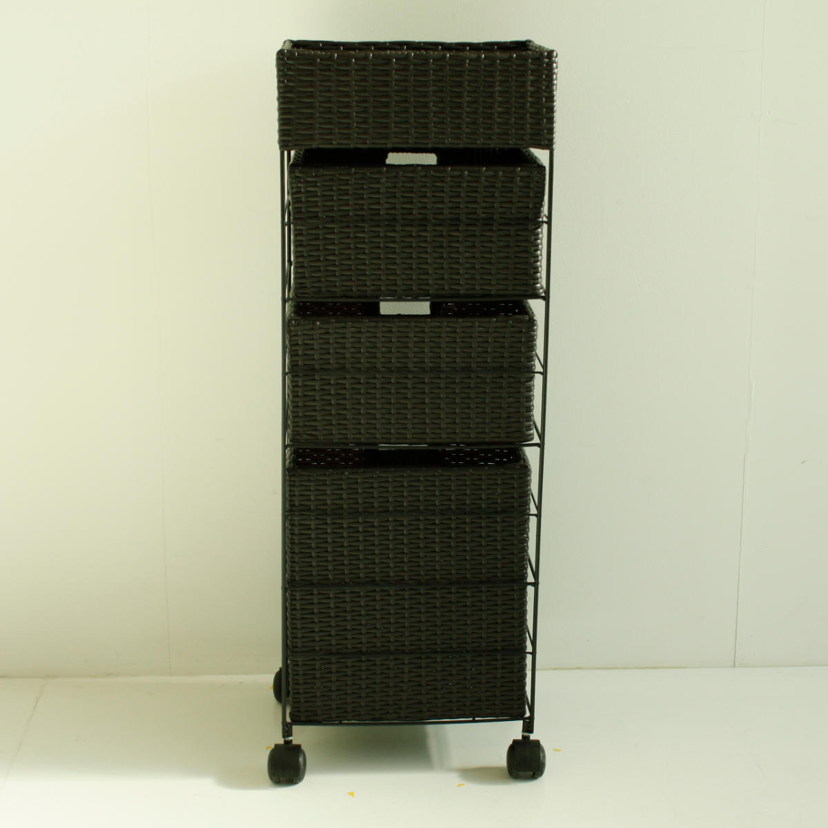 藤栄 ランドリーチェスト 4段 幅40cm 高さ100cm ラタン調 完成品