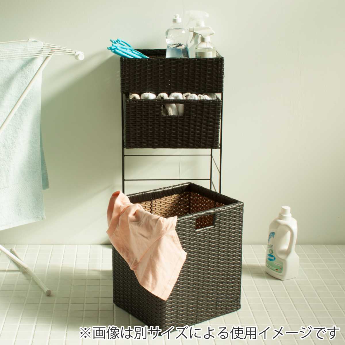 藤栄 ランドリーチェスト 4段 幅40cm 高さ100cm ラタン調 完成品