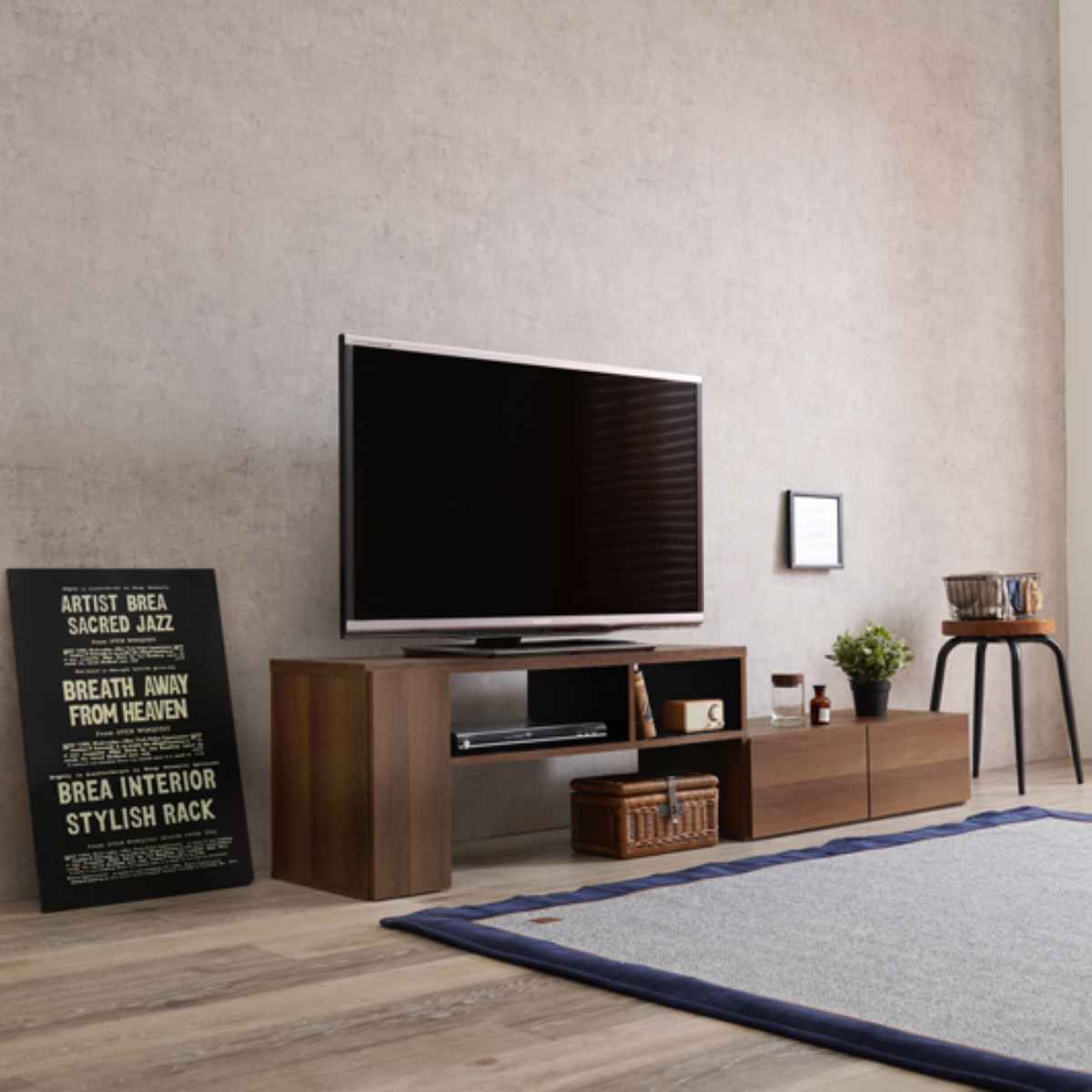 HAGiHARA（萩原） テレビ台 伸縮式 北欧風 引出しタイプ 幅95-169cm