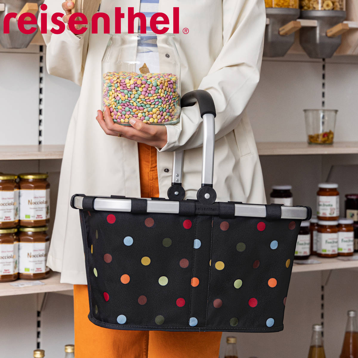 買い物カゴ reisenthel CARRYBAG DOTS （ ライゼンタール キャリーバッグ ドット柄 買い物かご ショッピングバッグ ）