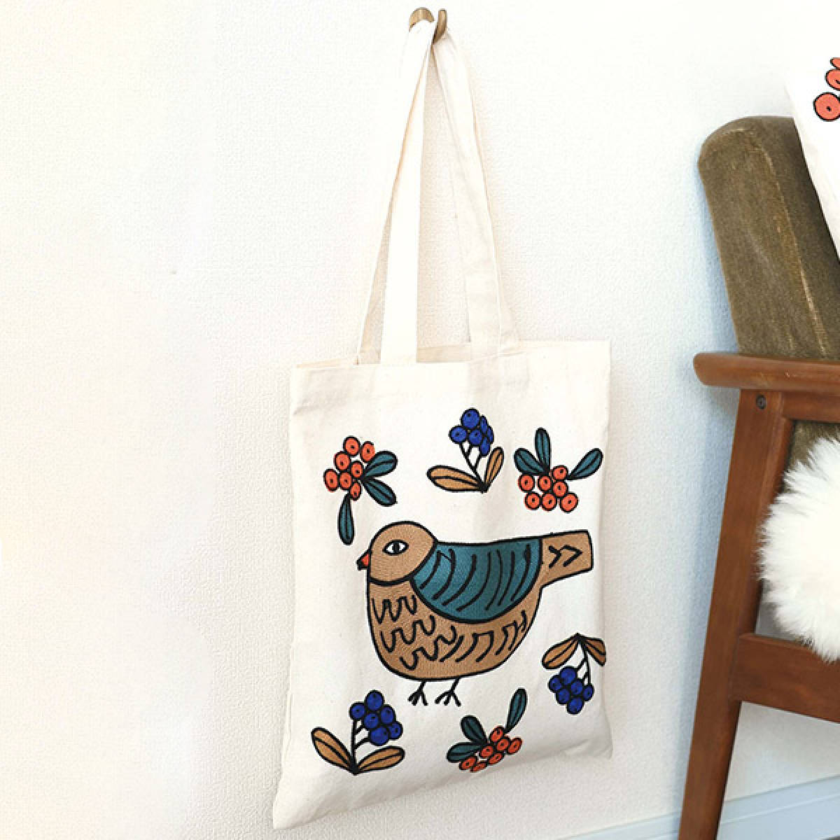 エコバッグ 松尾ミユキ Tote bag （ トートバッグ 刺繍 おしゃれ レディース かわいい A4 マイバッグ マチ無し ）