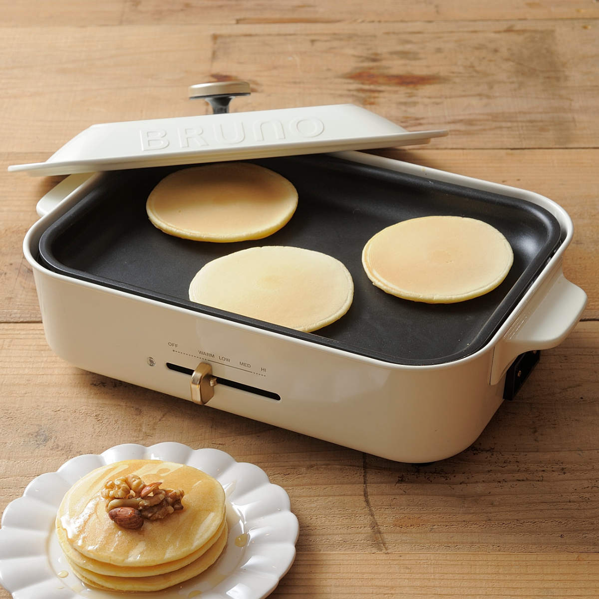 BRUNO（ブルーノ） コンパクトホットプレート たこ焼きプレート付き 蓋