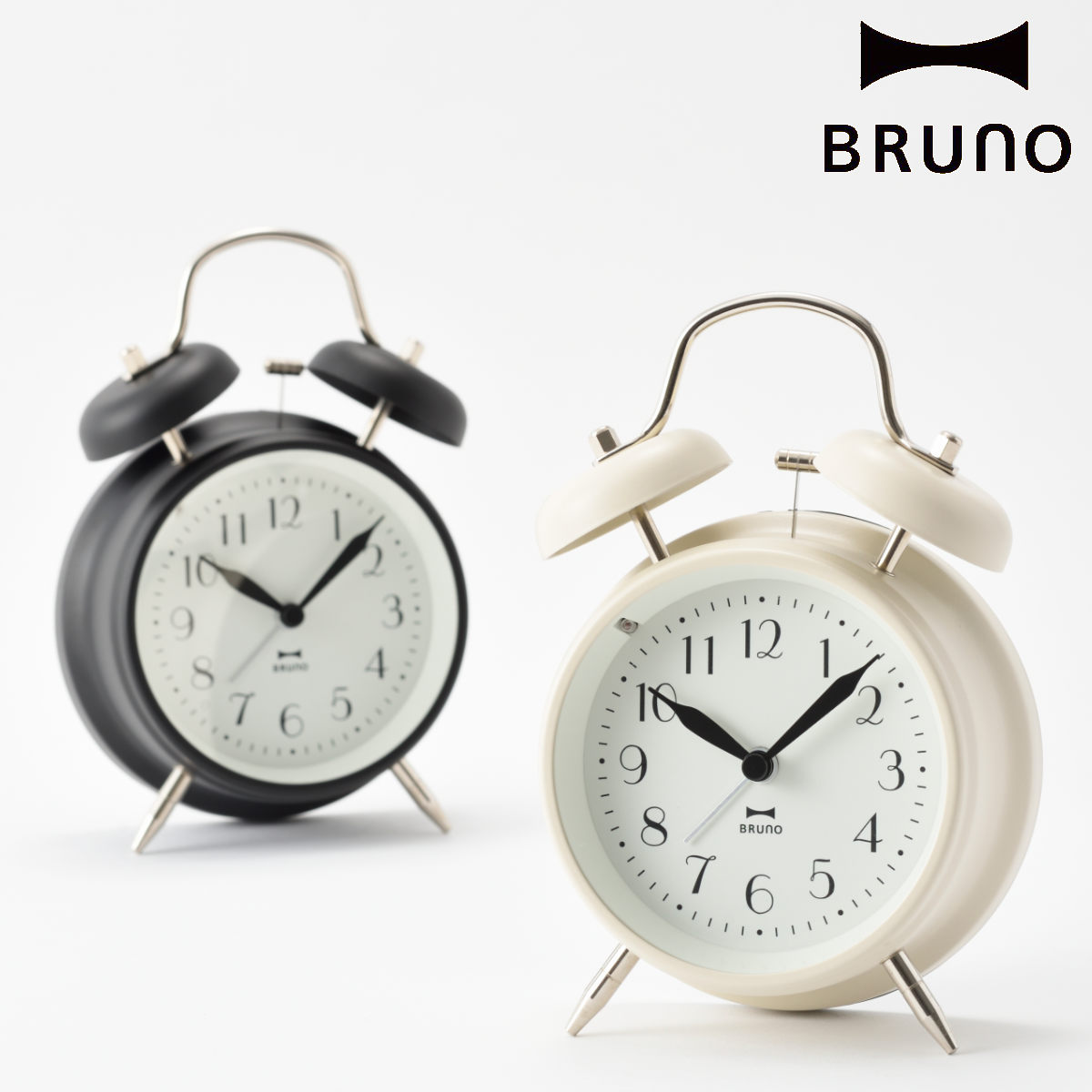 BRUNO（ブルーノ） 置き時計 モノクロツインベルクロック アラーム