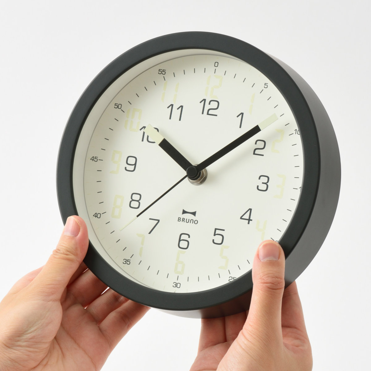 BRUNO（ブルーノ） 置掛両用時計 蓄光7セグクロック 連続秒針
