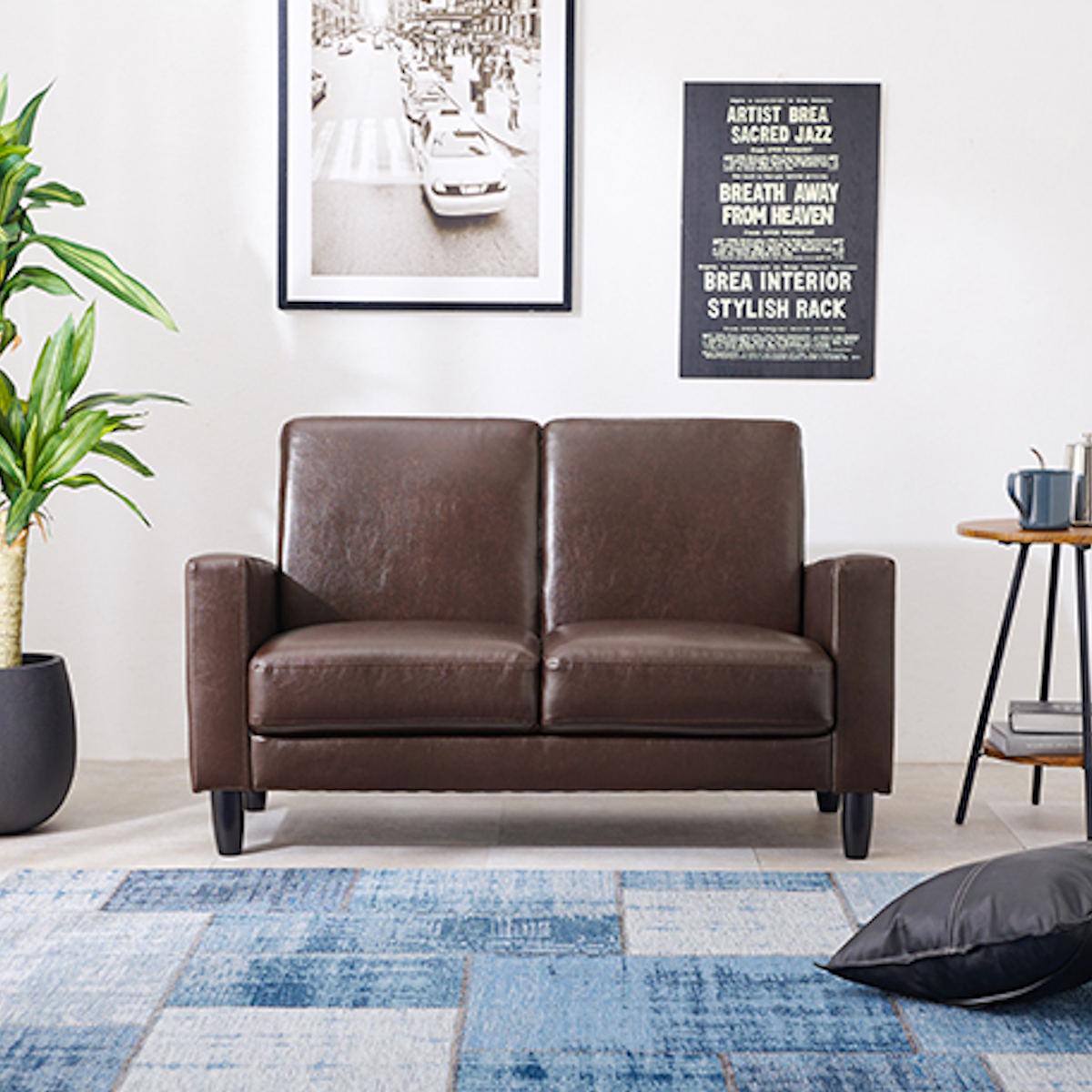 HAGiHARA（萩原） ソファ 幅120cm 2人掛け PVC生地 （ ローソファ 二人