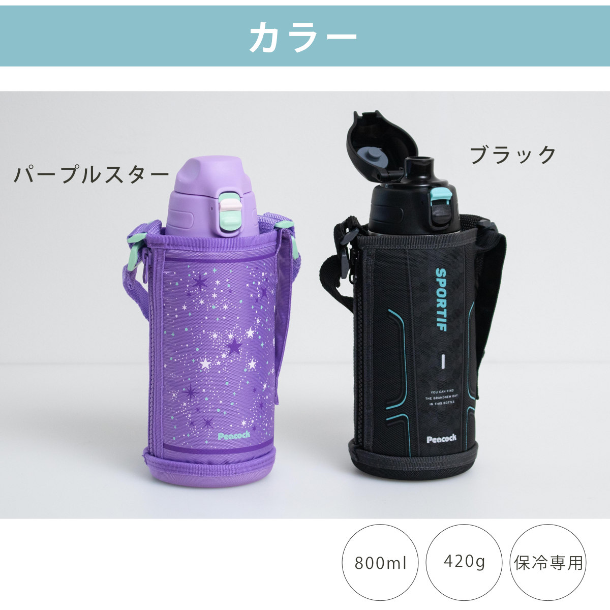 ゆかち様☆専用☆SP水筒 ピーコック魔法瓶工業 水筒 ポーチ付きワンタッチボトル 800ml 保冷