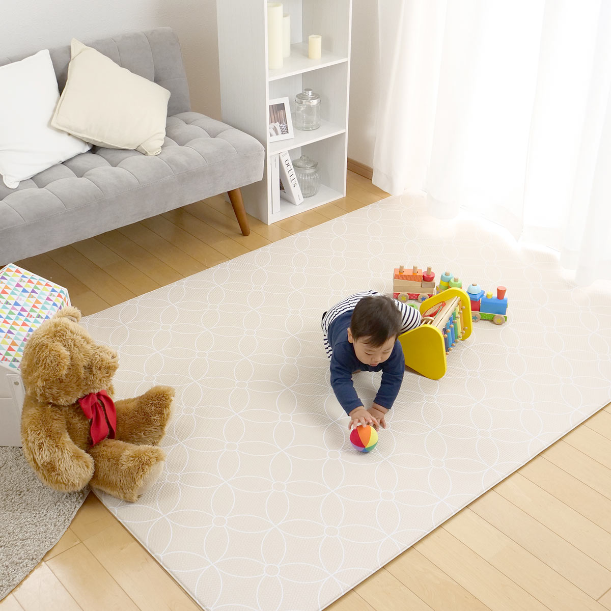 YOUSER プレイマット ベビー PVCマット 防炎 厚手 シームレス 200cm