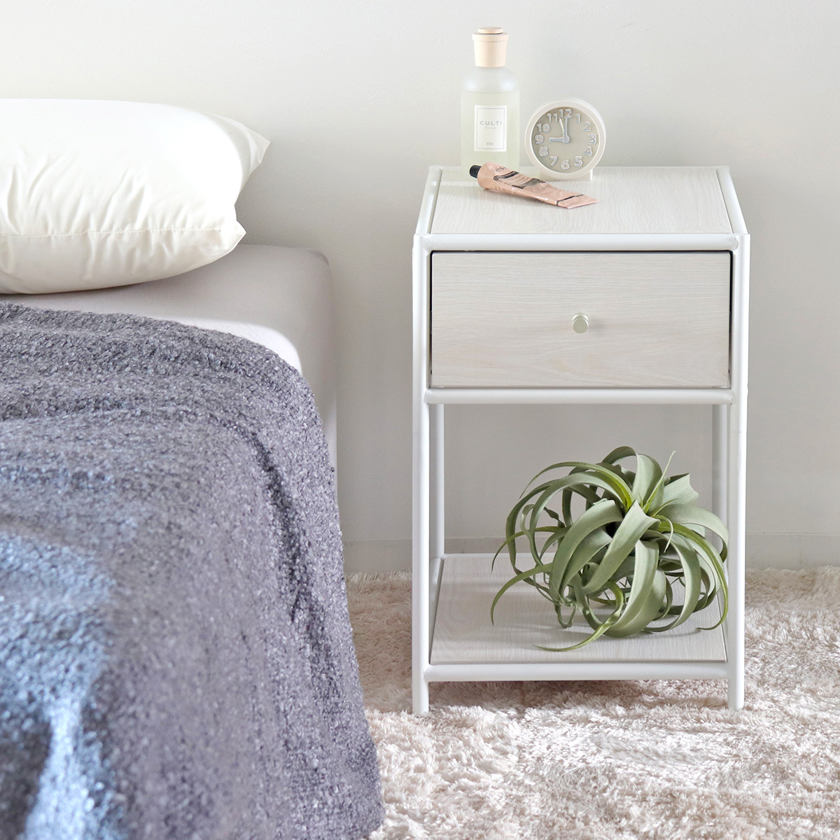 在庫処分特価）サイドテーブル 北欧 収納 木製 高さ50.5cm 韓国風