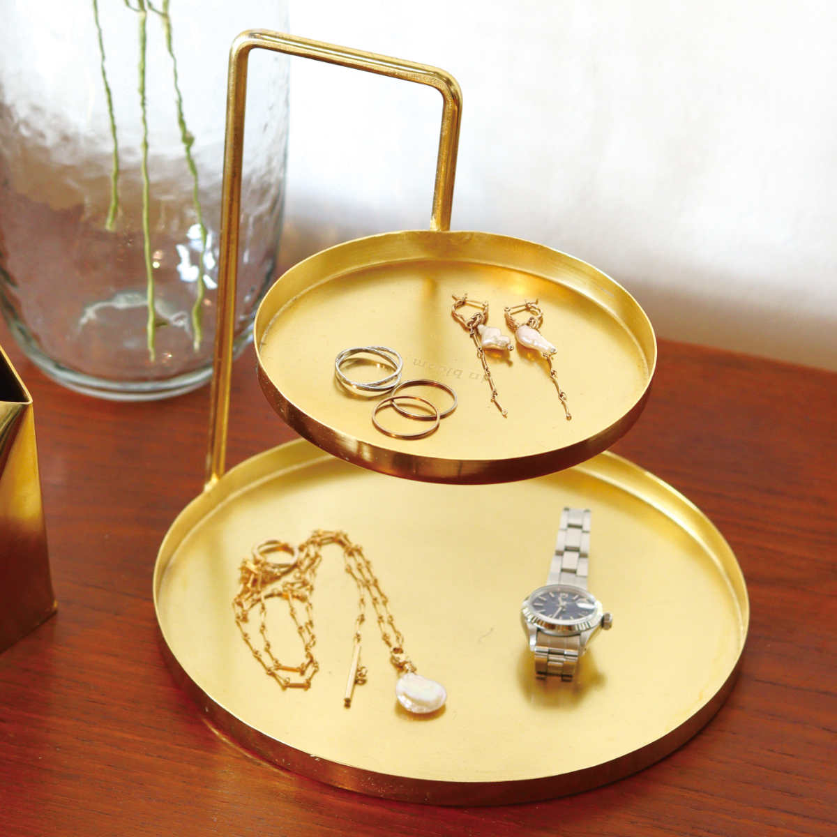 Creer in bloom ツーレイヤートレー アクセサリー 真鍮風 （ トレー