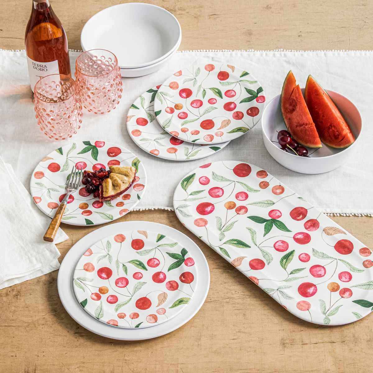 プレート 22cm ベリーズ&チェリーズ プラスチック メラミン （ 食洗機