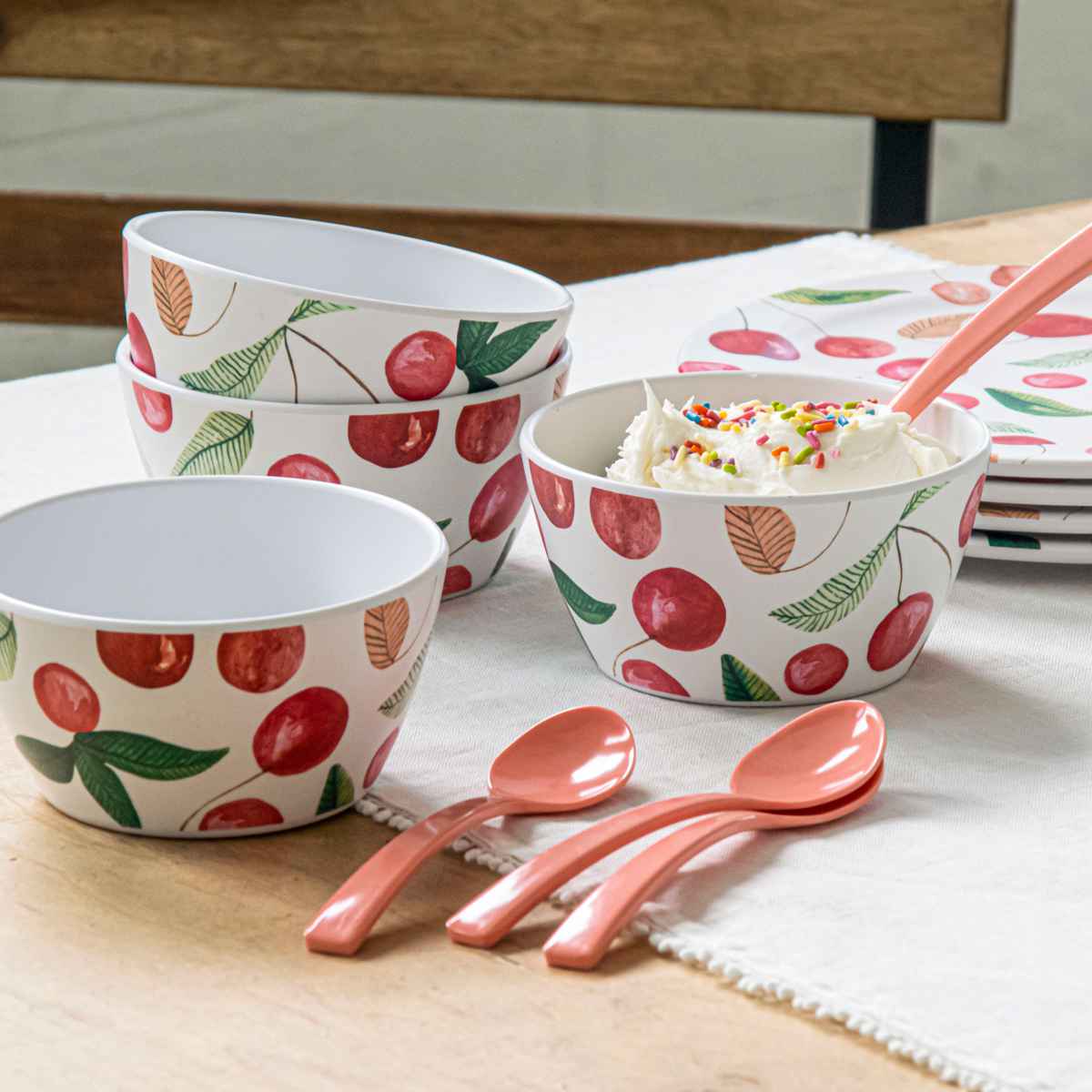 プレート 22cm ベリーズ&チェリーズ プラスチック メラミン （ 食洗機