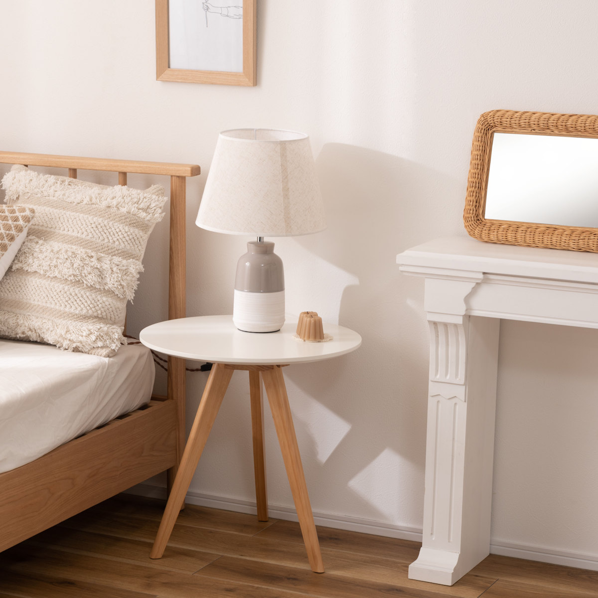 東谷 サイドテーブル 高さ50cm 丸 天然木 （ ナイトテーブル ソファ