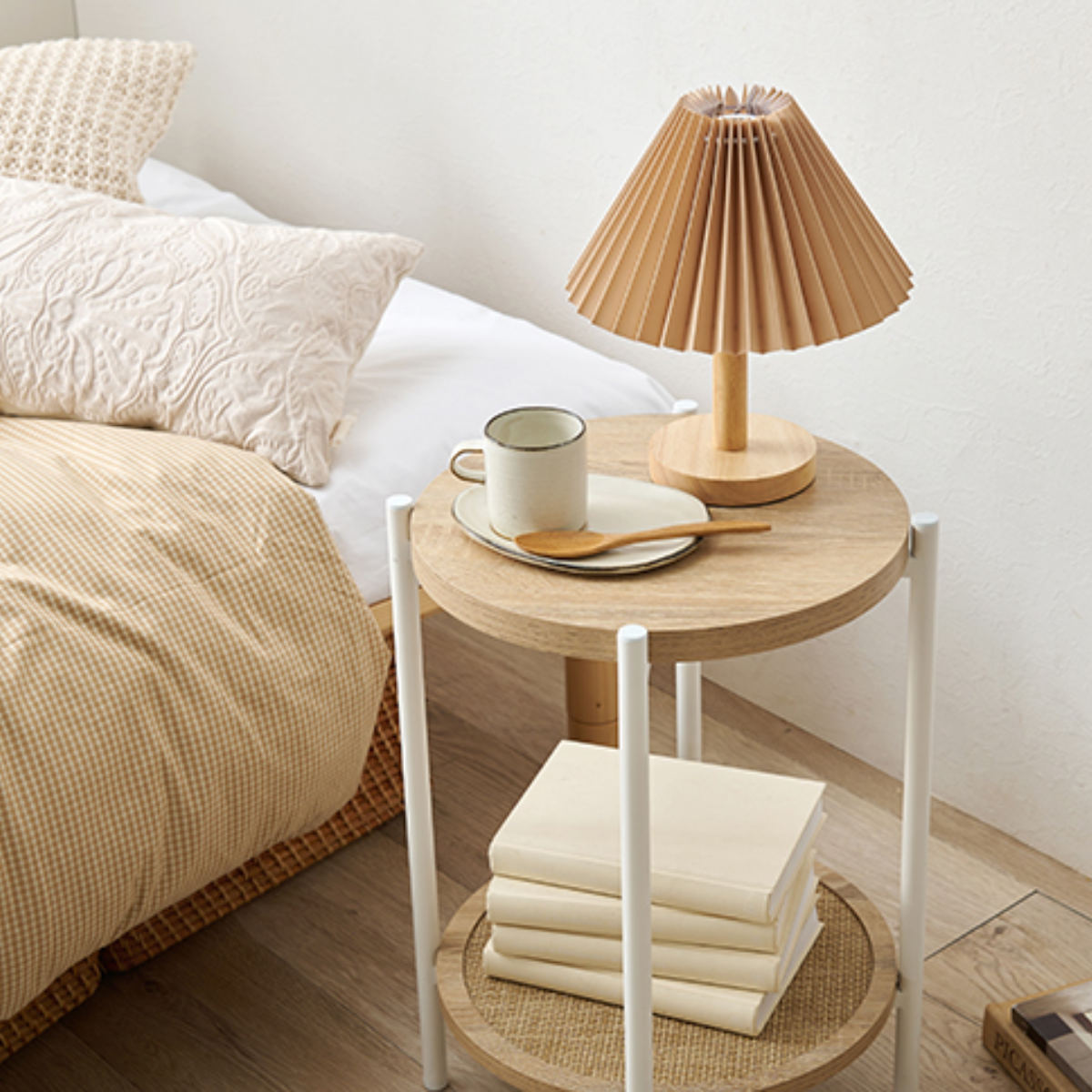 HAGiHARA（萩原） サイドテーブル 高さ51cm ラタン調 サークル （ 丸