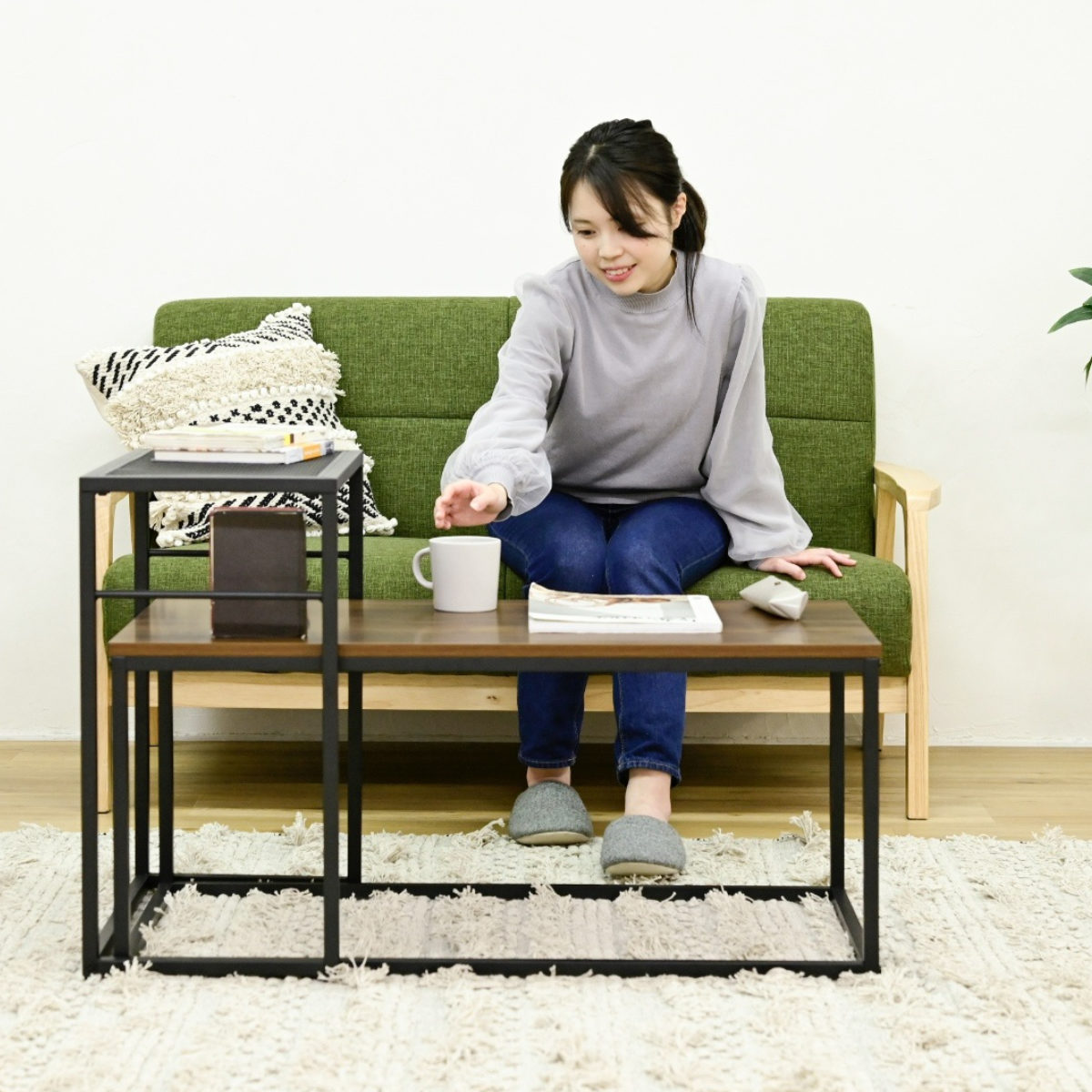 JK-PLAN（ジェイケイ・プラン） ネストテーブル ヴィンテージ調 サイド