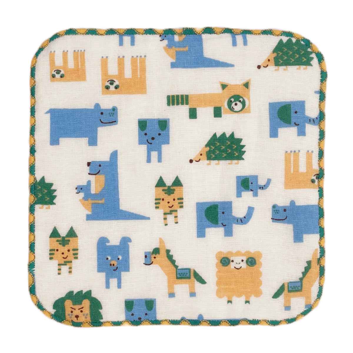 ミニタオル 15×15cm ブロックアニマル （ ハンドタオル タオル 手拭き