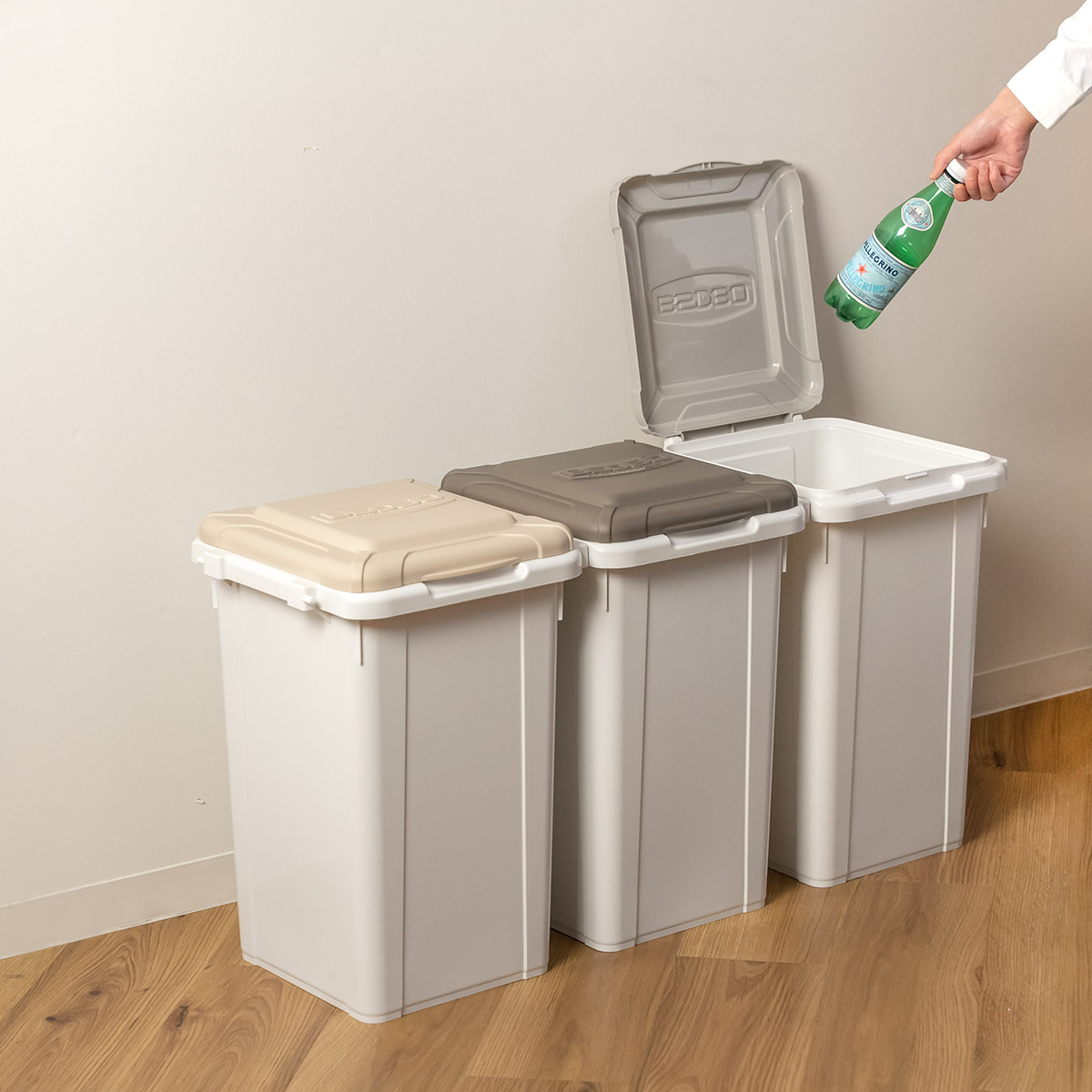 サンコープラスチック ゴミ箱 33L×3色入 ジョイント式分別用ペール