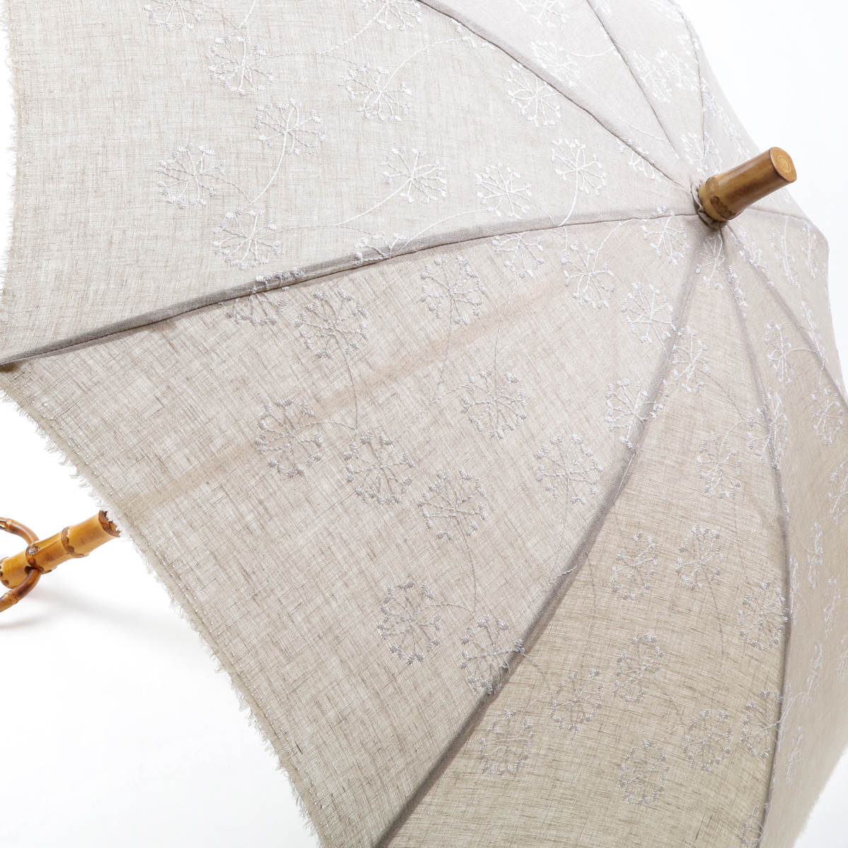 SUR MER（シュールメール） （在庫処分特価）日傘 長傘 麻刺繍 日本製