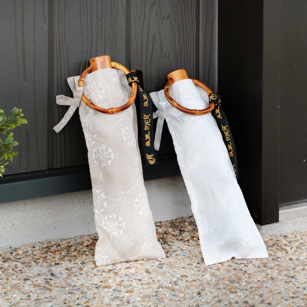 SUR MER（シュールメール） 日傘 折りたたみ 麻刺繍 日本製 （ sur mer