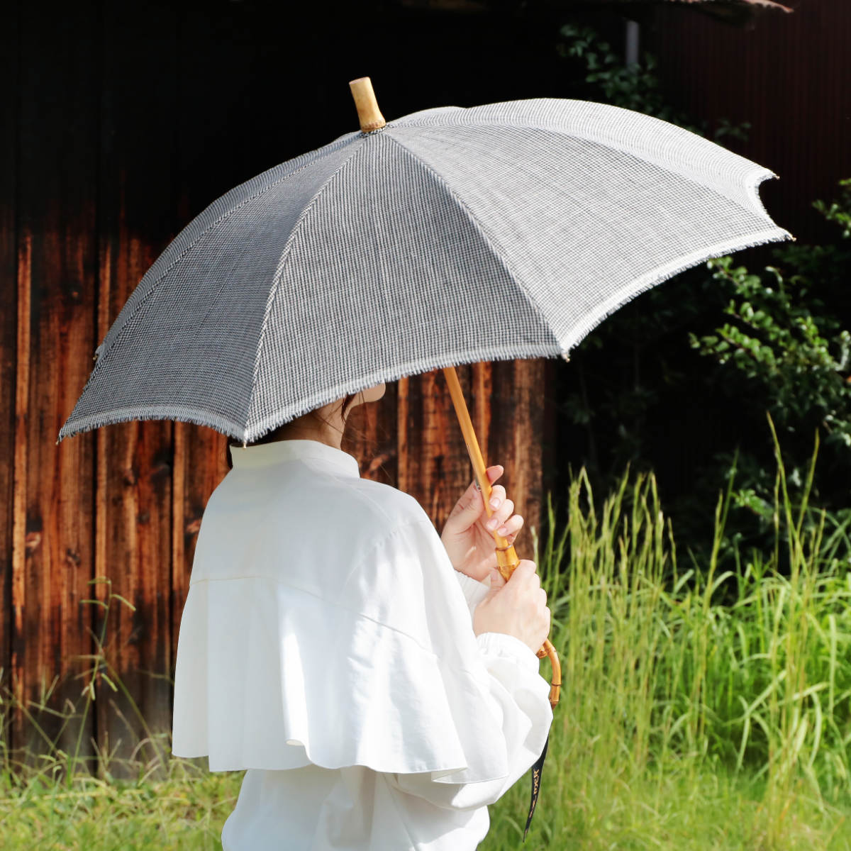 日傘 SURMER 長傘 クラシックリネン 千鳥柄 日本製 （ sur mer シュールメール 晴雨兼用 傘 かさ レディース 麻 綿 おしゃれ ）  : 433661 : リビングート ヤフー店 - 通販 - Yahoo!ショッピング