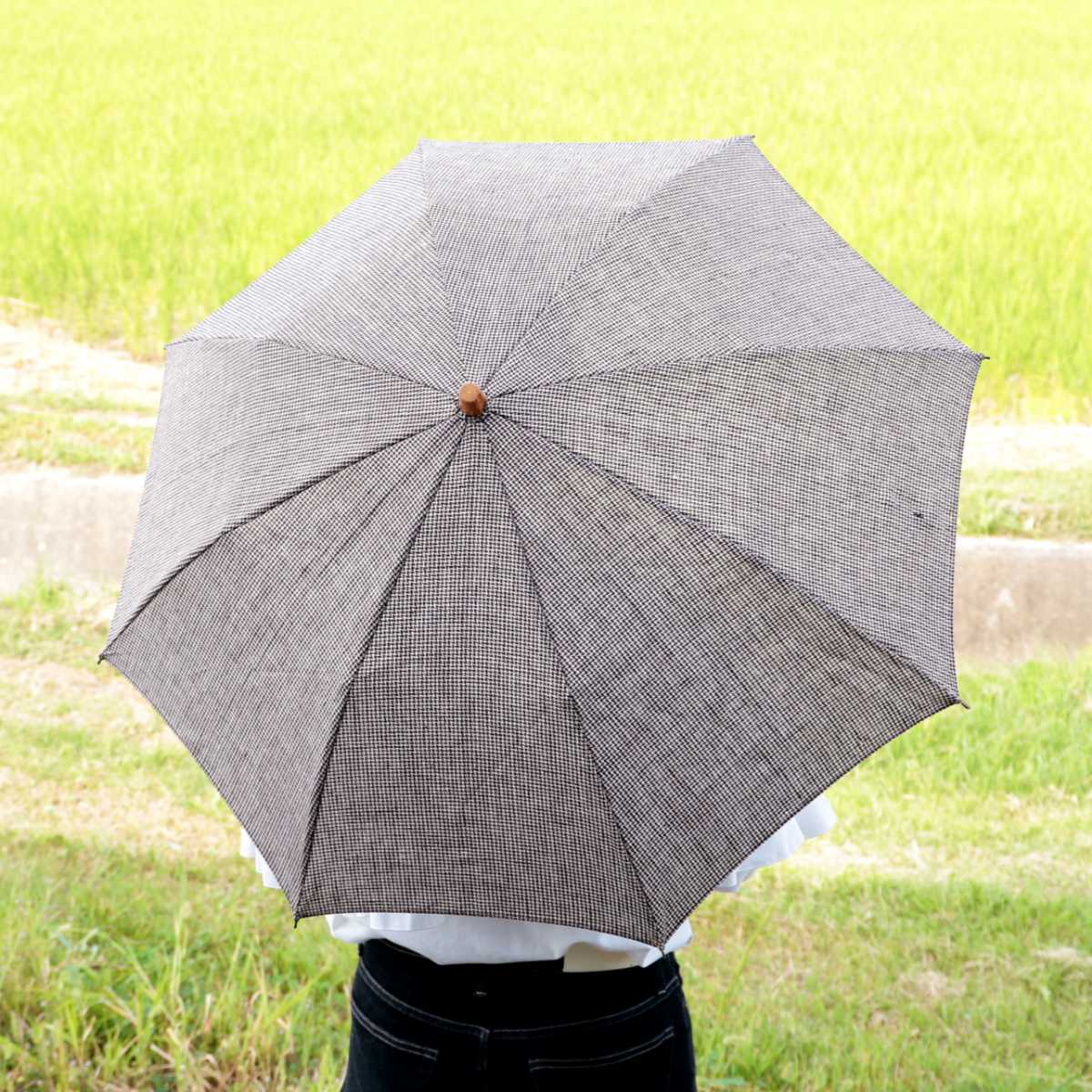 SUR MER 日傘 SURMER 折りたたみ クラシックリネン 千鳥柄 日本