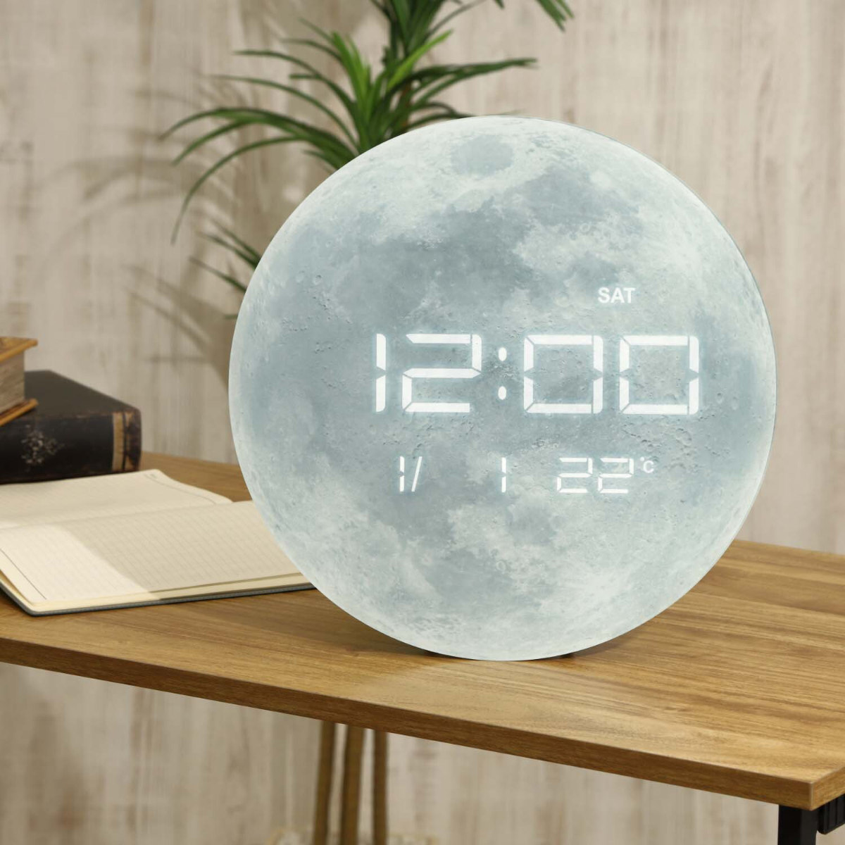 デジタル時計 直径32cm 置掛両用 LEDライト カレンダー 温度計