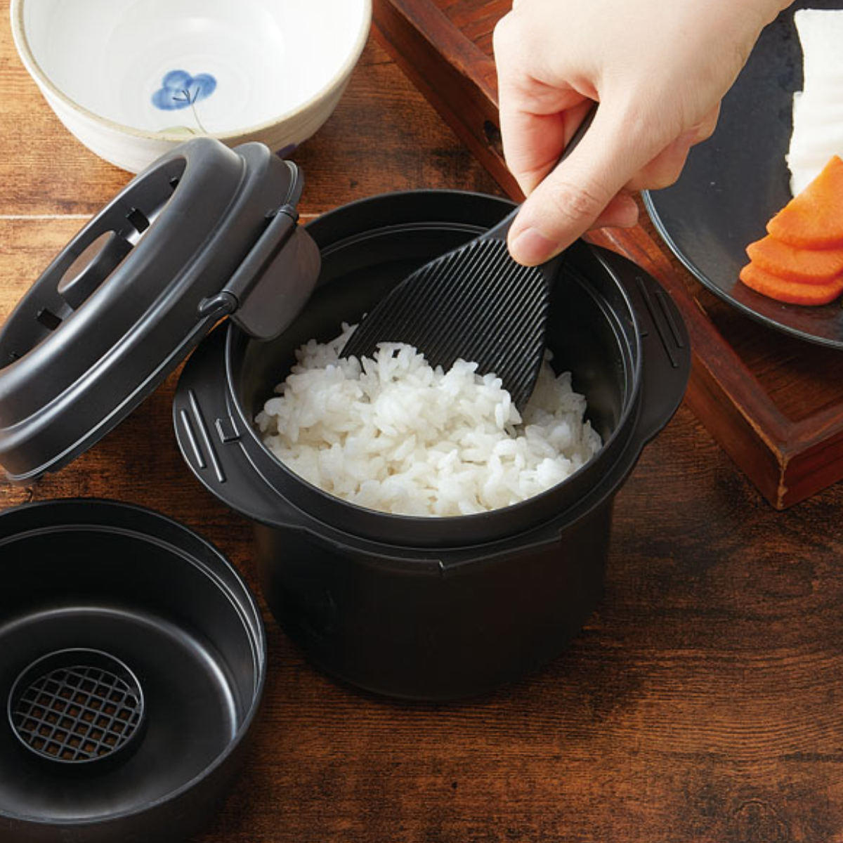 スケーター 電子レンジ 炊飯器 1合用 しゃもじ付き 糖質カットご飯
