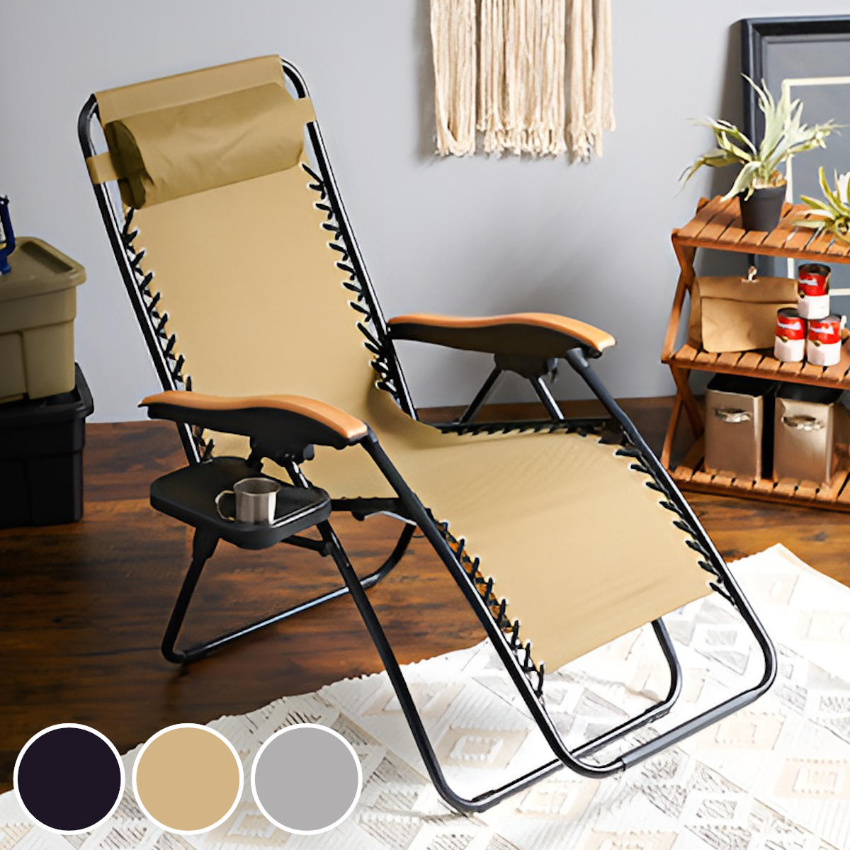 HAGiHARA（萩原） リクライニングチェア 折りたたみ フットレスト