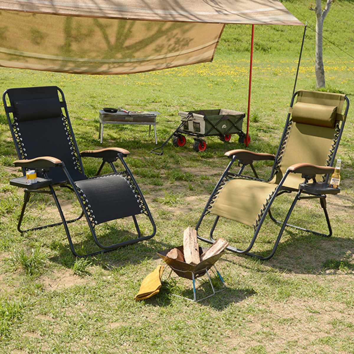 HAGiHARA（萩原） リクライニングチェア 折りたたみ フットレスト