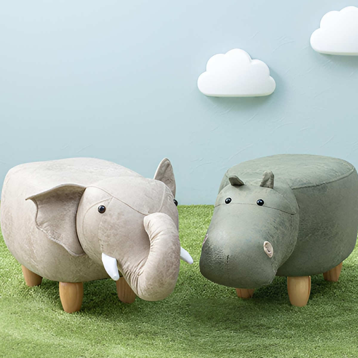 HAGiHARA（萩原） スツール 座面高36cm 木製脚 ゾウ （ アニマル