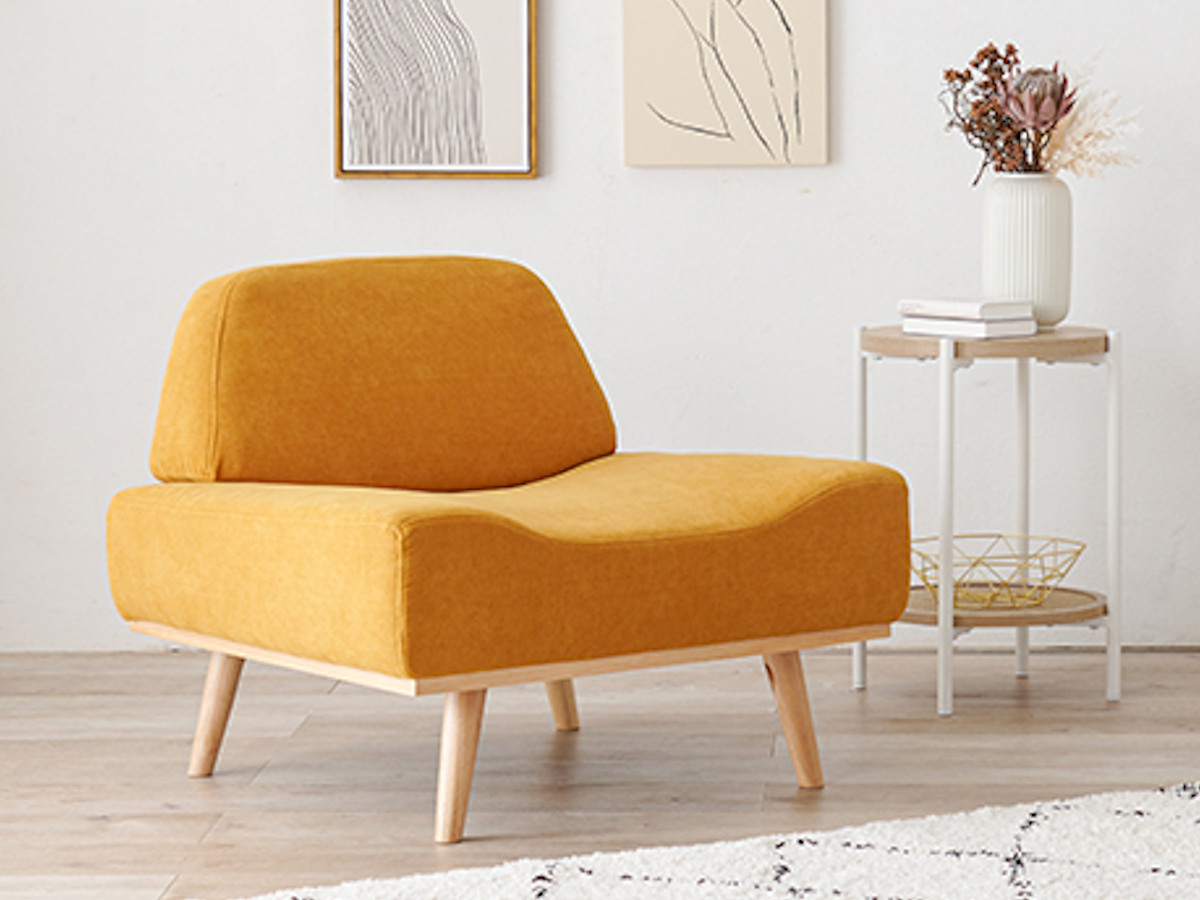 HAGiHARA（萩原） ソファ 一人用 幅75cm アームレス 天然木フレーム