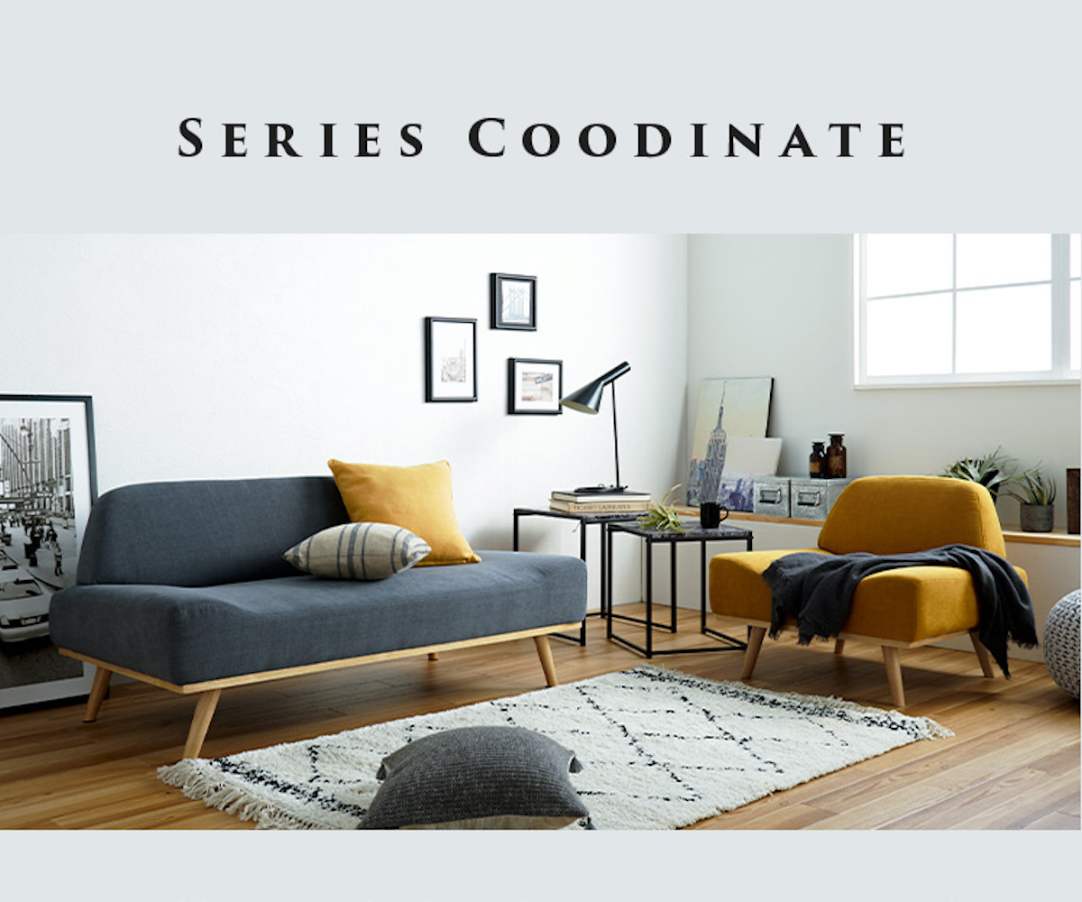 HAGiHARA（萩原） ソファ 一人用 幅75cm アームレス 天然木フレーム