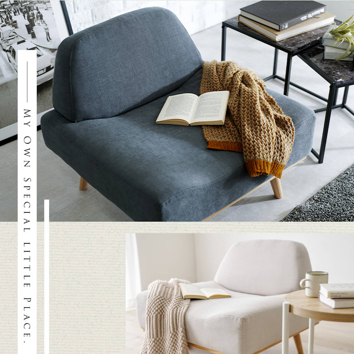 HAGiHARA（萩原） ソファ 一人用 幅75cm アームレス 天然木フレーム