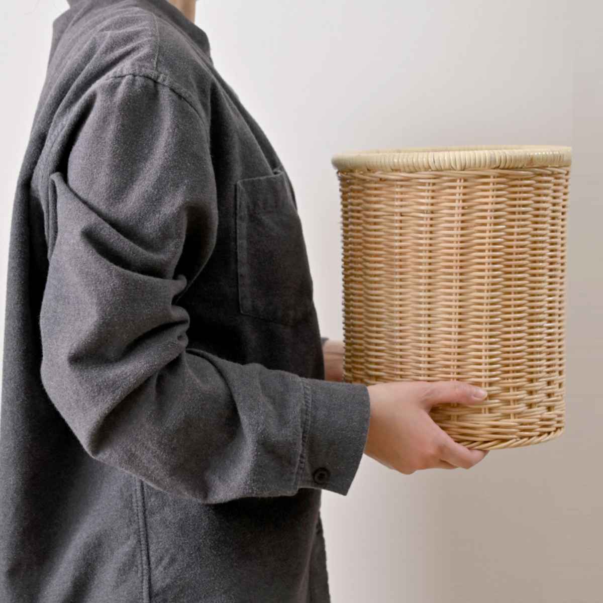 籐 ゴミ箱 Sサイズ 高さ26cm ラッカー塗装 天然素材 （ ラタン ごみ箱