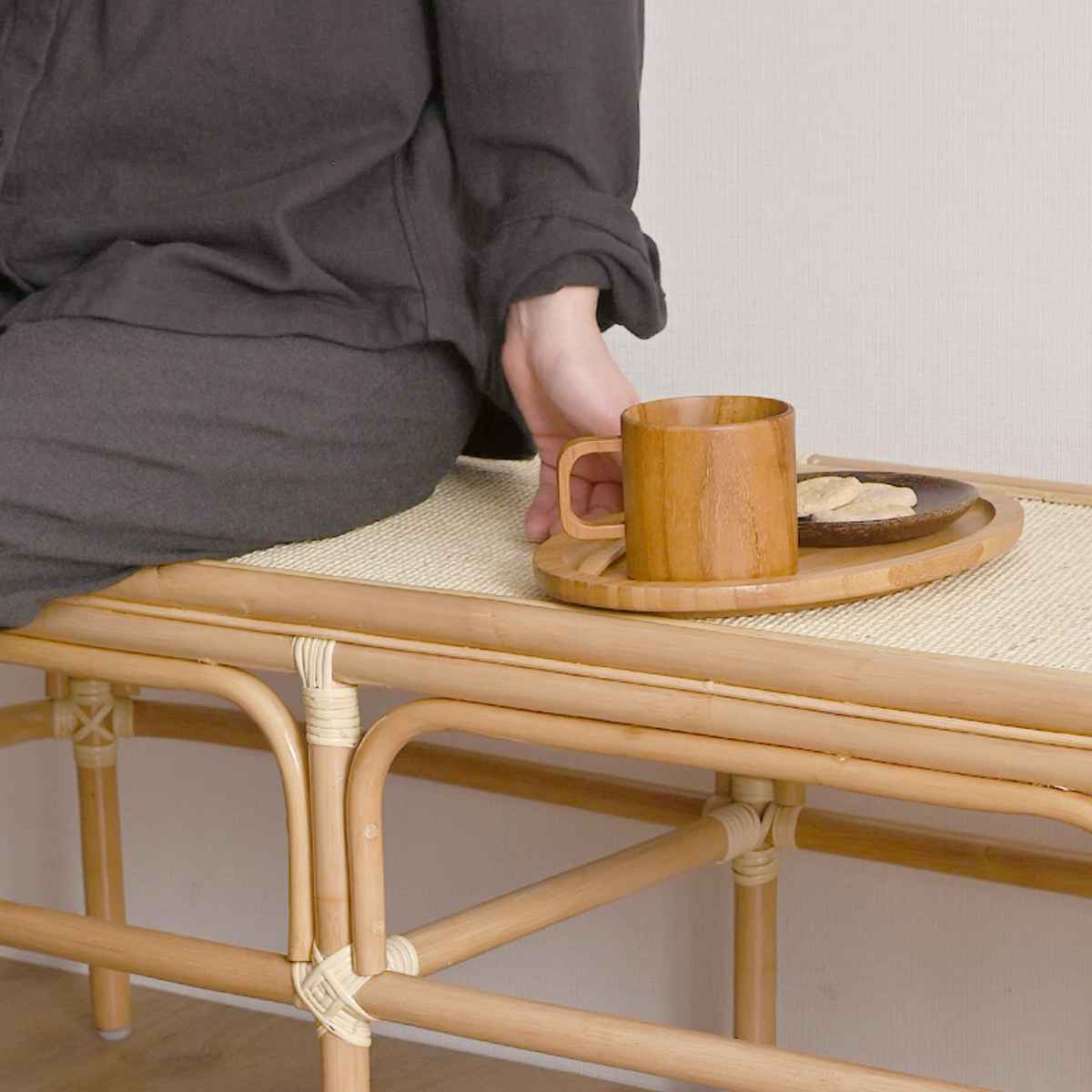 ラタン　籐　ソファーベンチ　長椅子　昭和レトロ　アンティーク 3人掛け] VeroMan ラタン ベンチ ウッド ダイニングチェア 椅子 安定