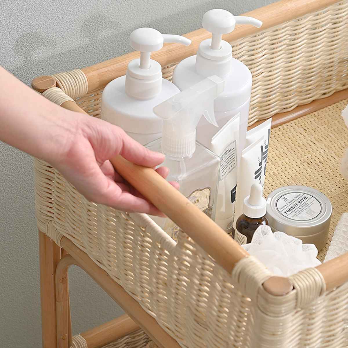 ラタン製　ランドリーバスケット　昭和レトロ　籐　藤 ラタン製ランドリーバスケット みみ付 脱衣かご 籐かご 楕円 : ラタン
