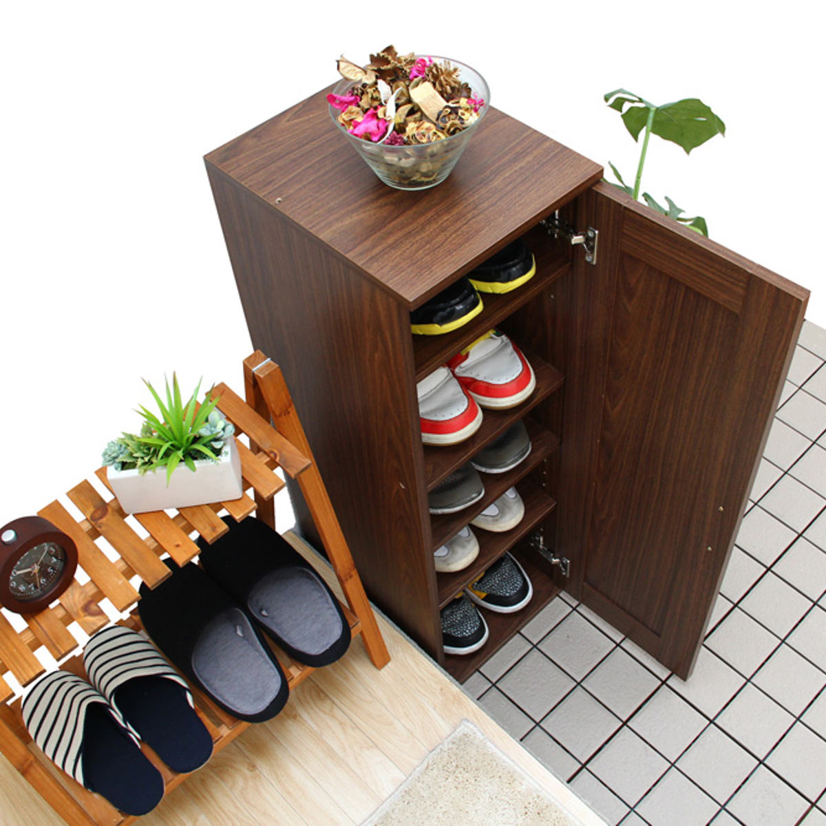 5段 シューズラック 木製 下駄箱 省スペース おしゃれ 大容量 ホームテイスト（HOME taste） シューズラック 省 スペース 高さ90cm