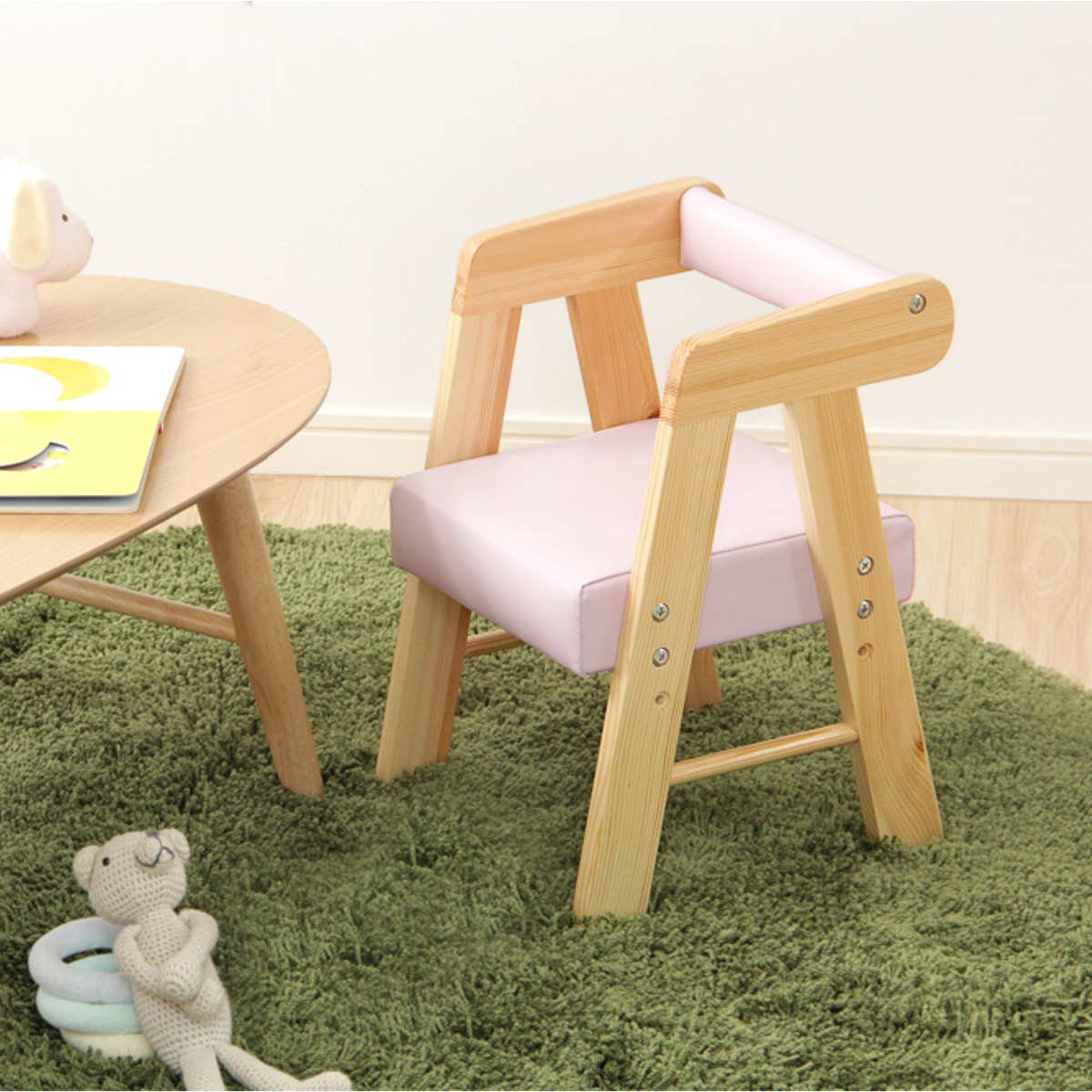 チャイルドチェアー キッズチェア 木製 ロータイプ 子供用 くすみカラー Kids Arm Chair