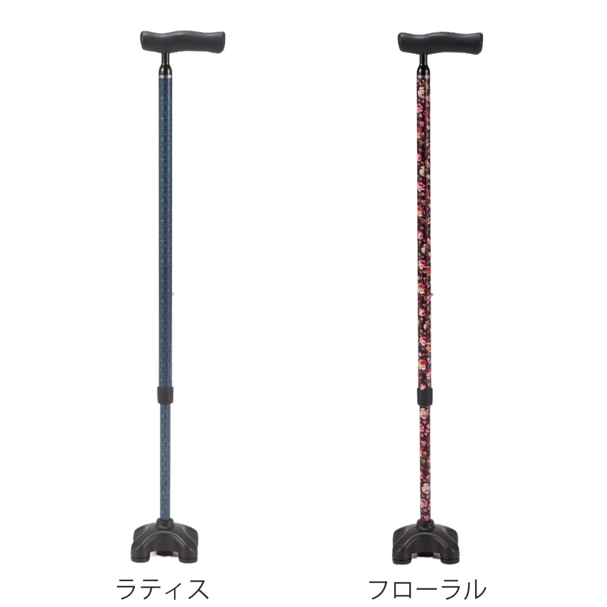 マキテック 杖 4点杖 自立式 クワドケイン easy to hold カーボン製 