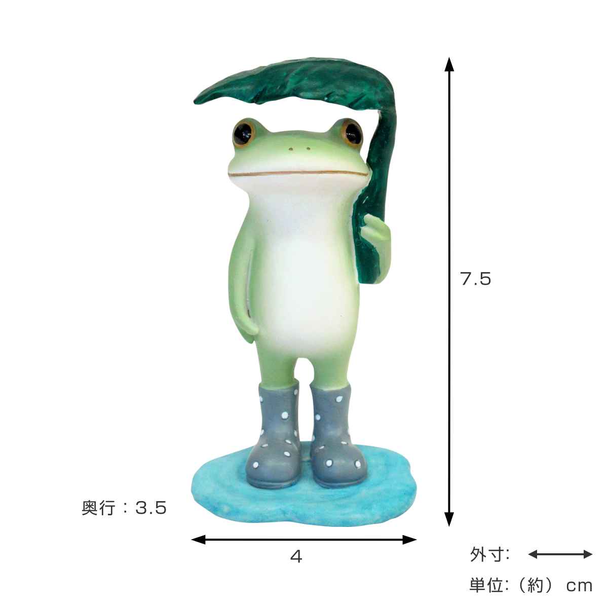 コポー 葉っぱを傘にするカエル カエル 置物 （ Copeau 置き物