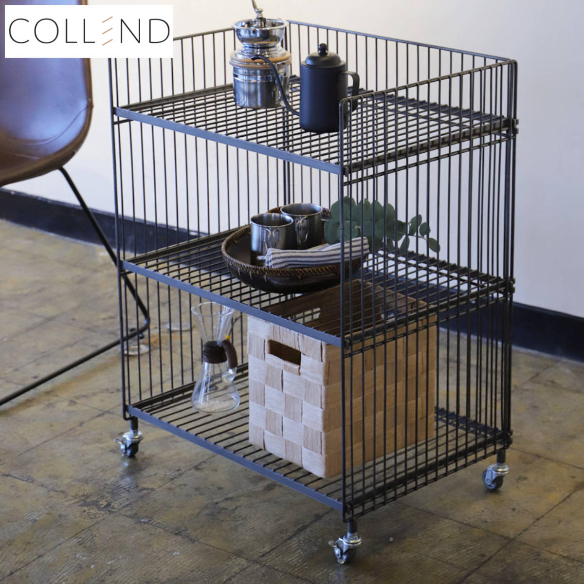 COLLEND キッチンワゴン ワイヤーワゴン ワイド ダブル COLLEND キッチンワゴン ワイヤーワゴン ワイド ダブル
