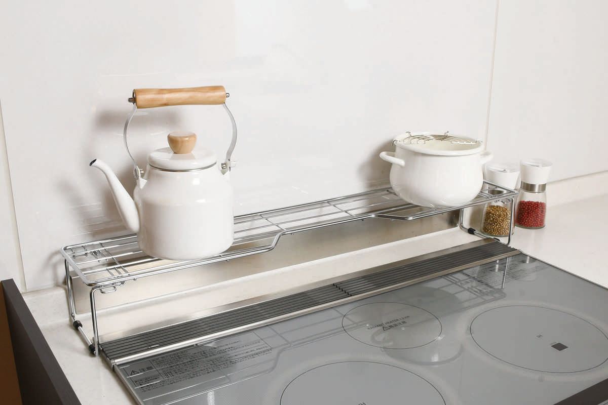 パール金属 コンロ奥ラック 幅75cm用 ストレージセレクト 足折れ式