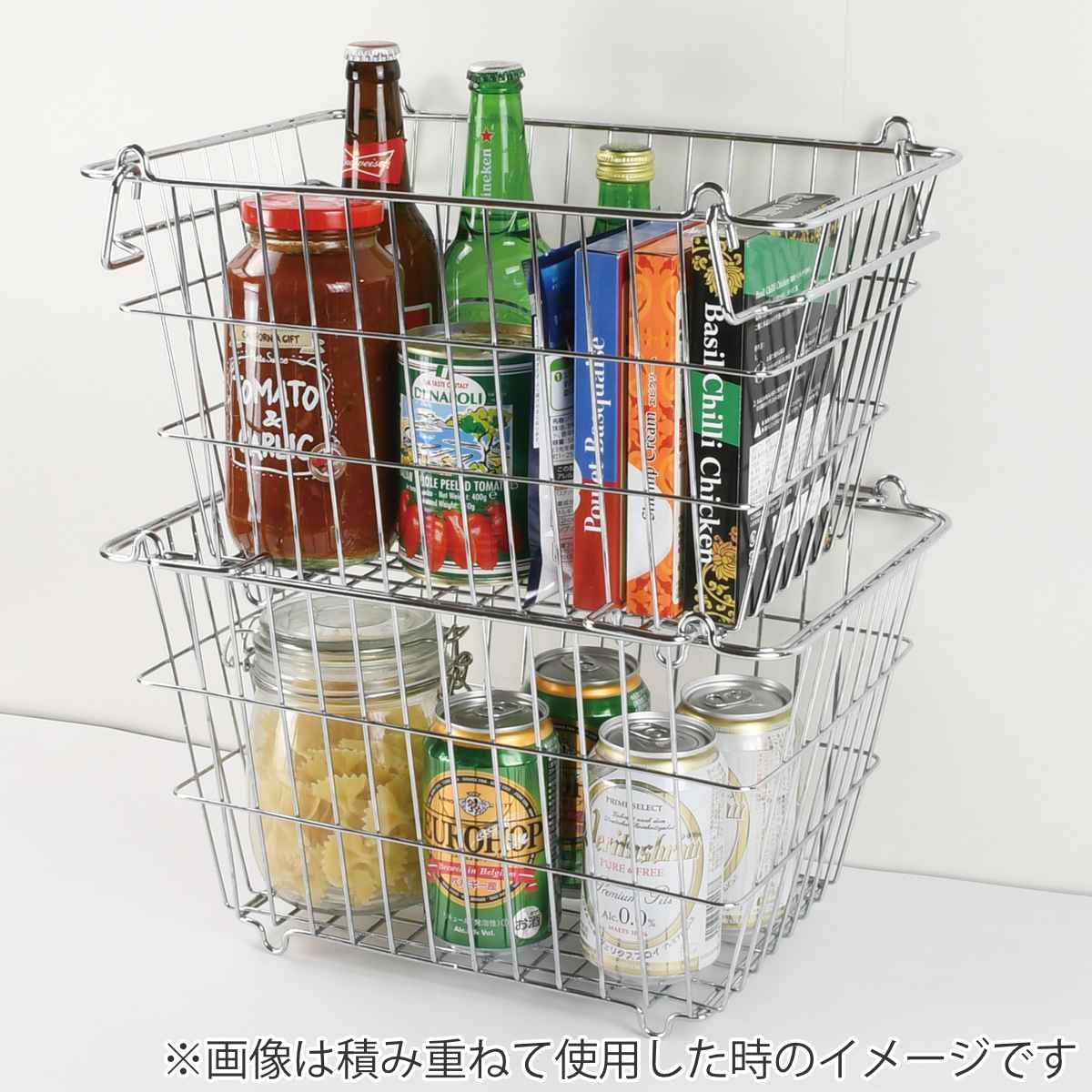 パール金属 キッチンバスケット ストレージセレクト 積み重ね