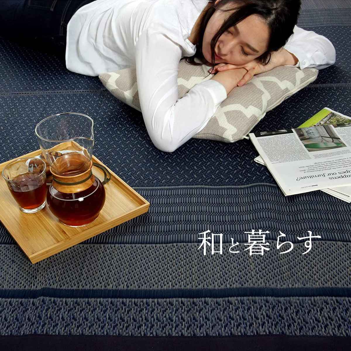 イケヒコ い草上敷き 純国産 い草ラグカーペット DXランクス総色 約191